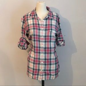 J. Crew Boy Shirt in Mint Strawberry Plaid